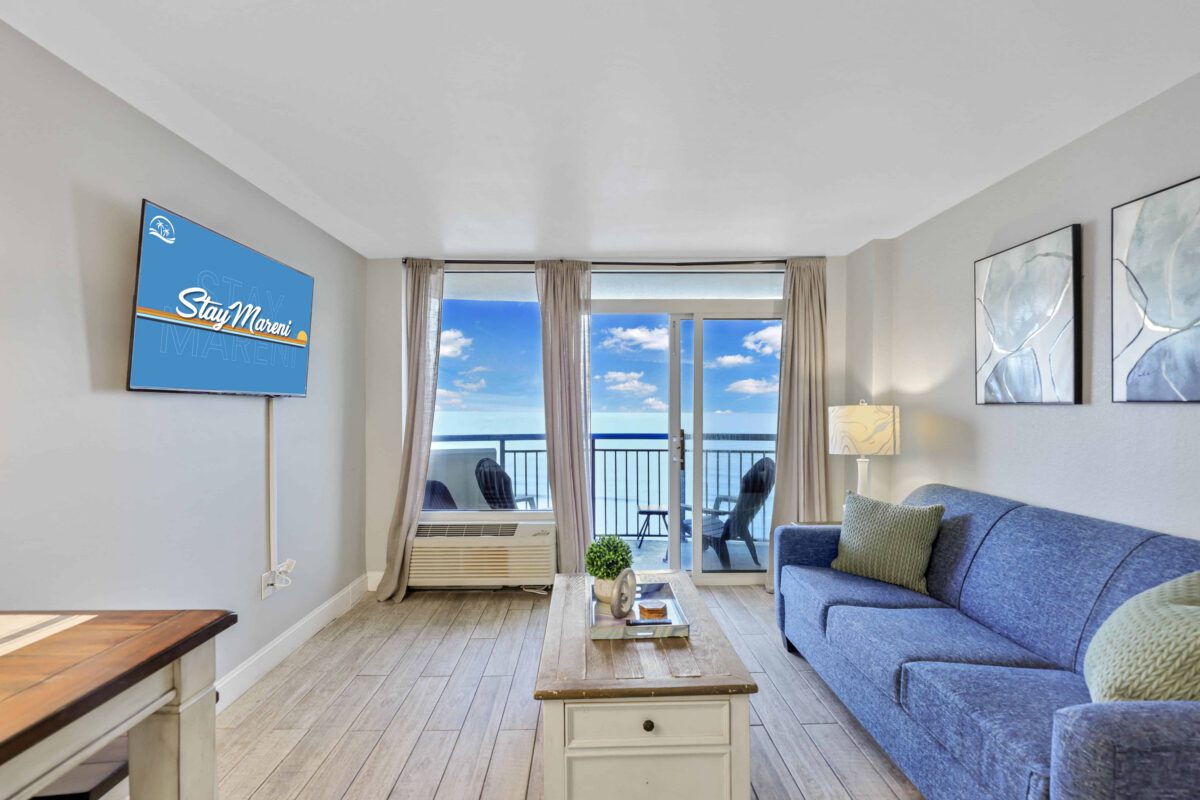 Vermosa premium oceanfront suite with modern decor at StayMareni Myrtle Beach