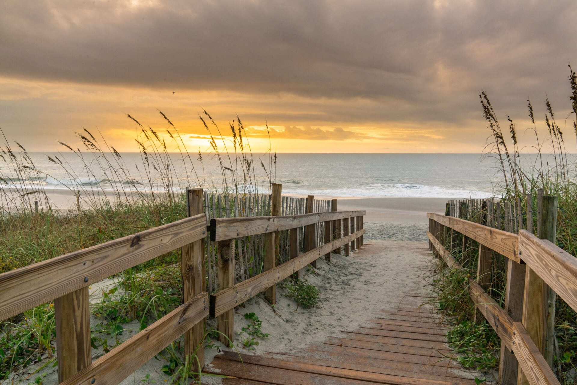 Myrtle Beach aerial coastline view with oceanfront resorts and sandy beach